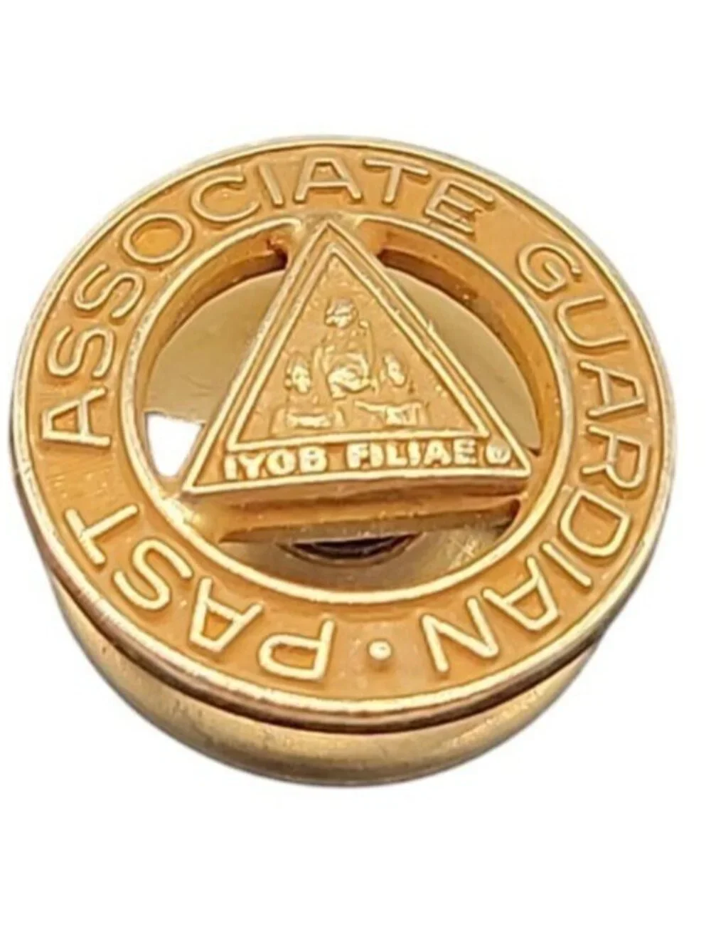 10k Past Associate Guardian Tie Tac IYOB Filiae Solid Gold Mason Pin 1.21 Grams